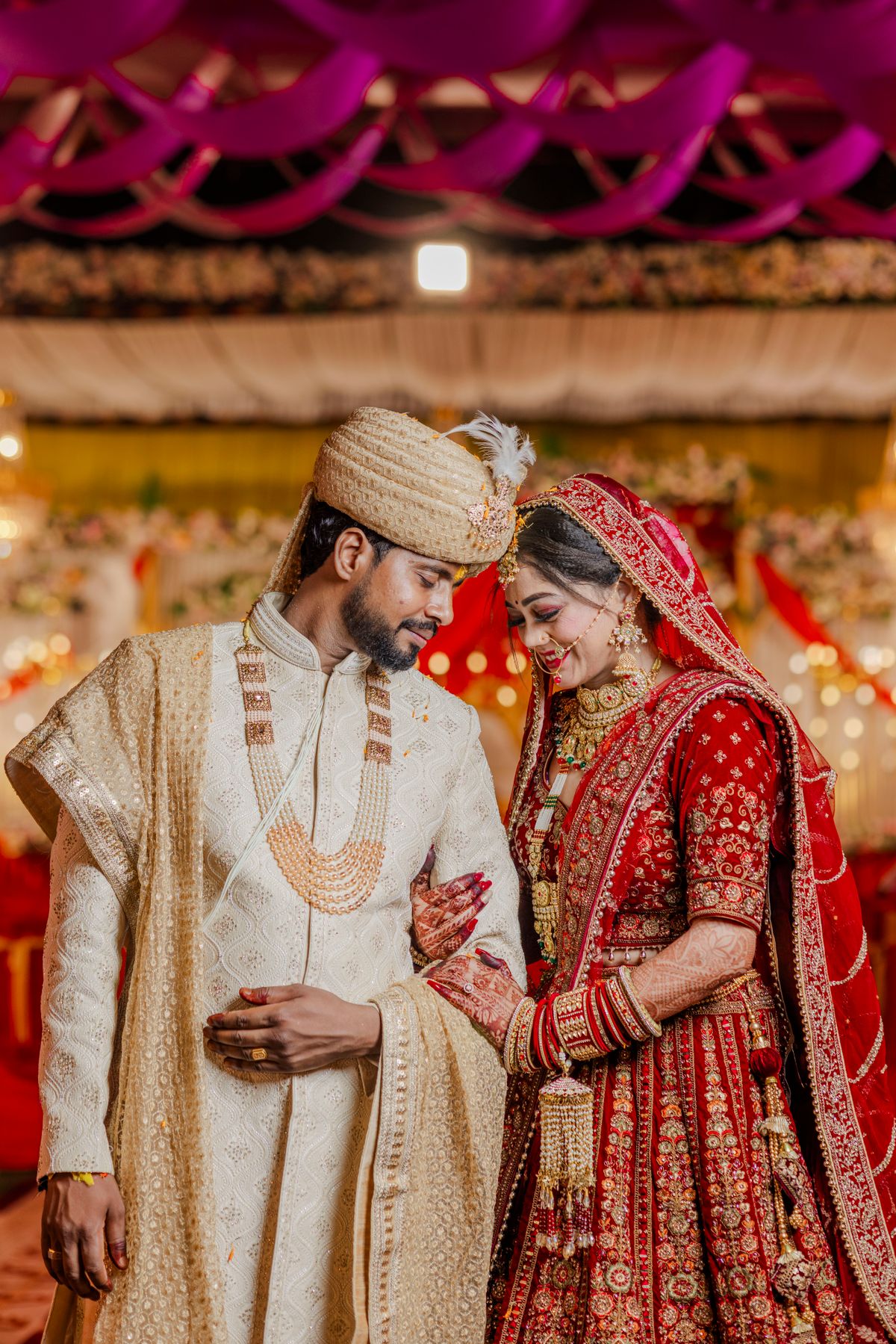 Elegant Indian Wedding Couple in Traditional Attire · Free Stock Photo