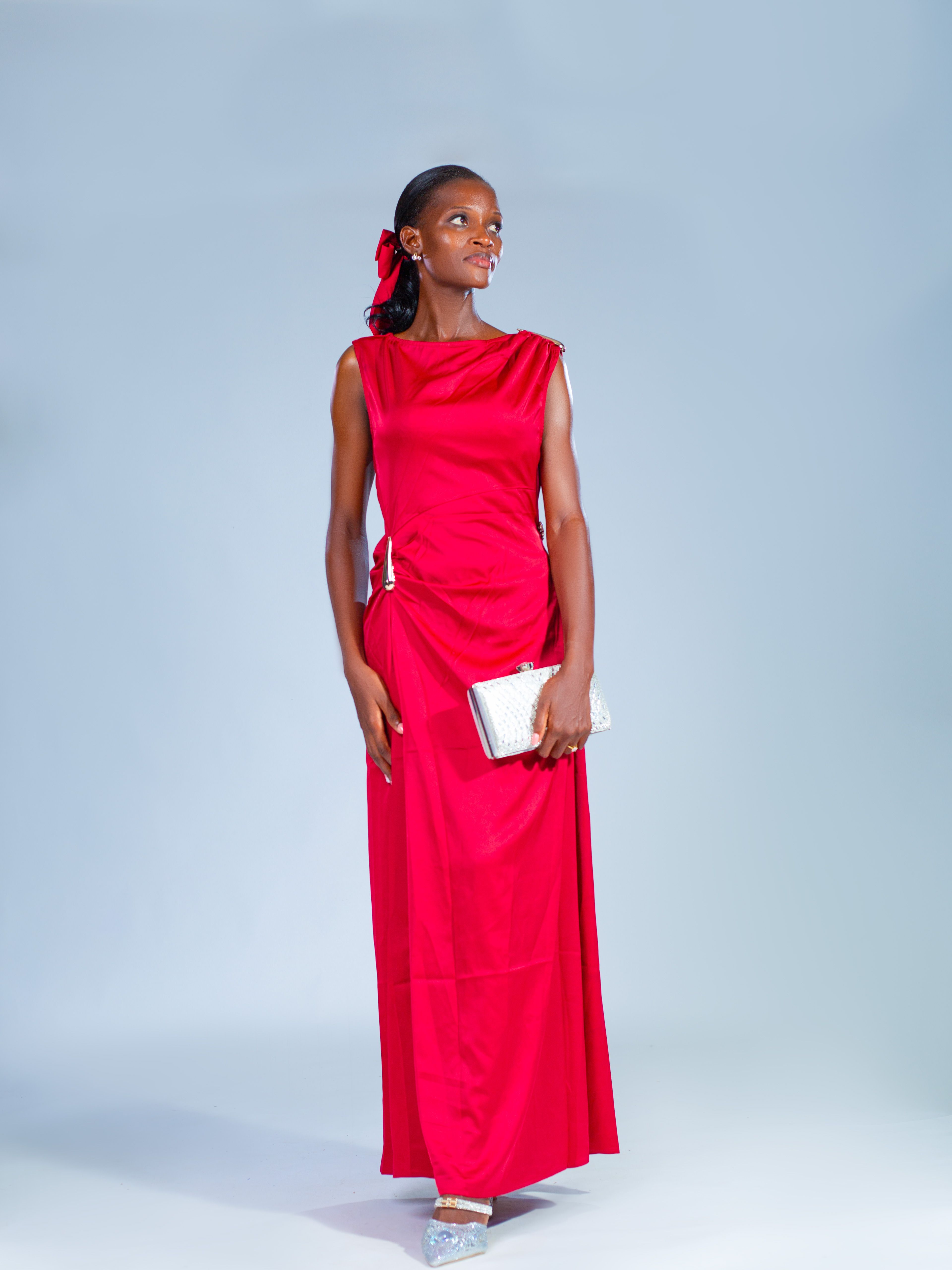 Portrait of a Woman in a Red Dress  Free Stock Photo
