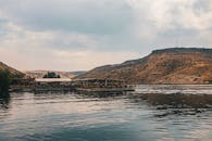 Scenic Lakeside View with Floating Restaurant