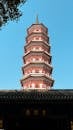 Traditional Chinese Pagoda in Guangzhou Under Clear Sky