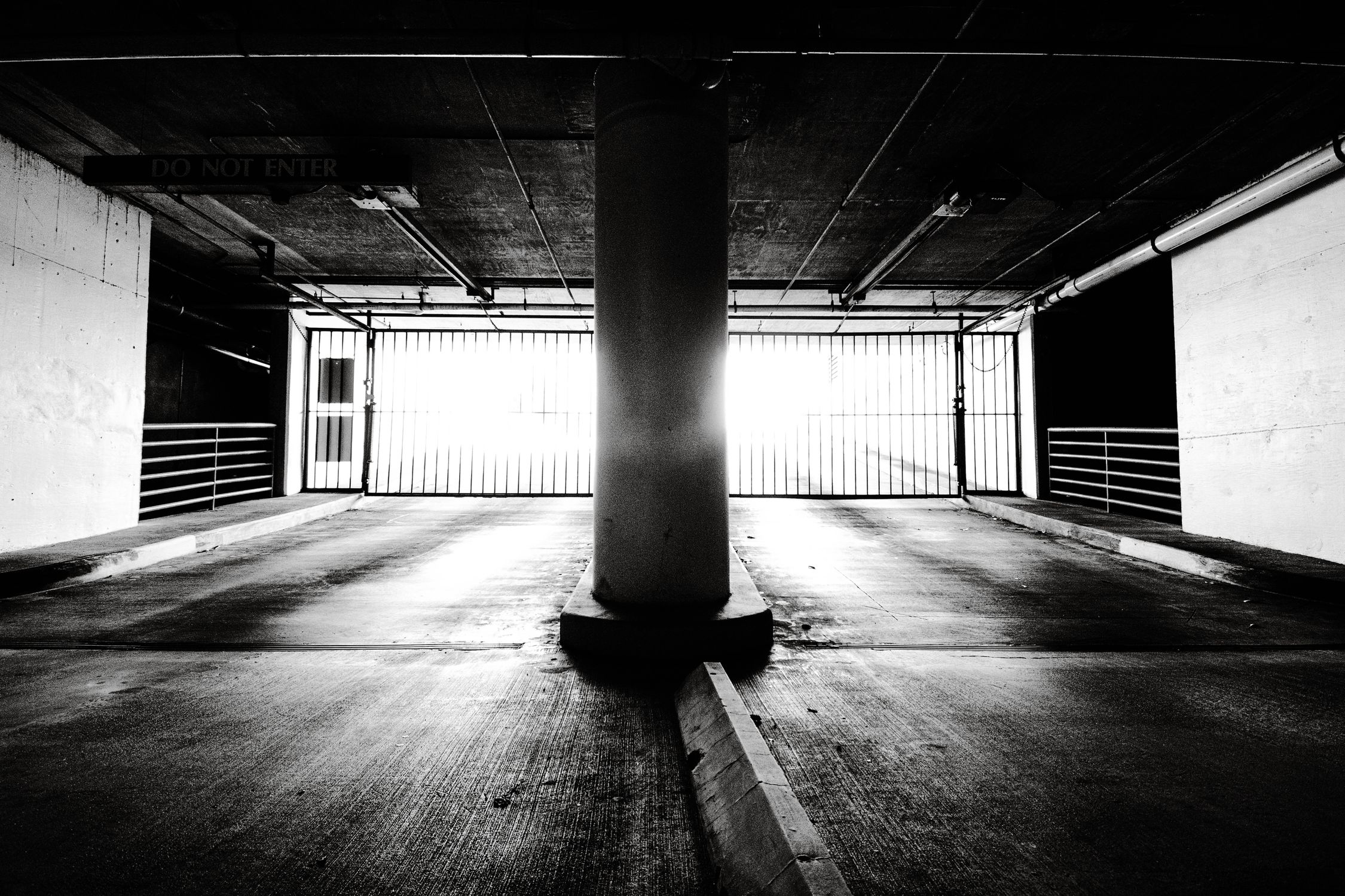 Underground Ramp Texture Black and White Underground Parking Ramp · Free Stock Photo