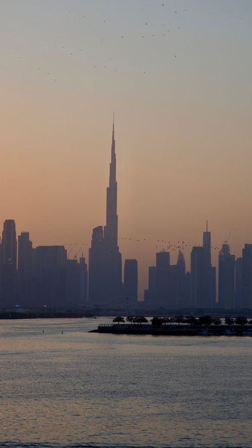 Dubai skyline at sunset