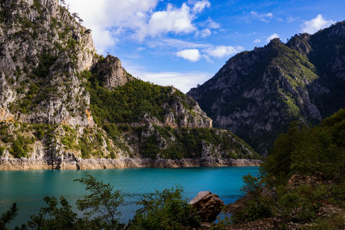Stunning Mountain Lake Landscape Under Blue Sky · Free Stock Photo