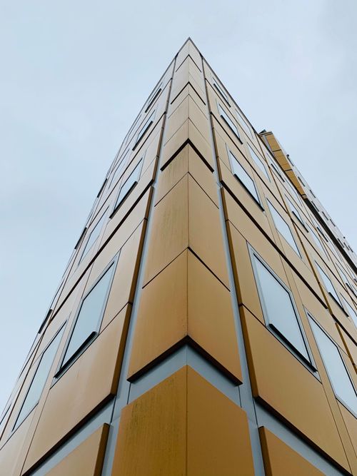 Free Modern building facade with geometric design captured in Alkmaar, Netherlands. Stock Photo