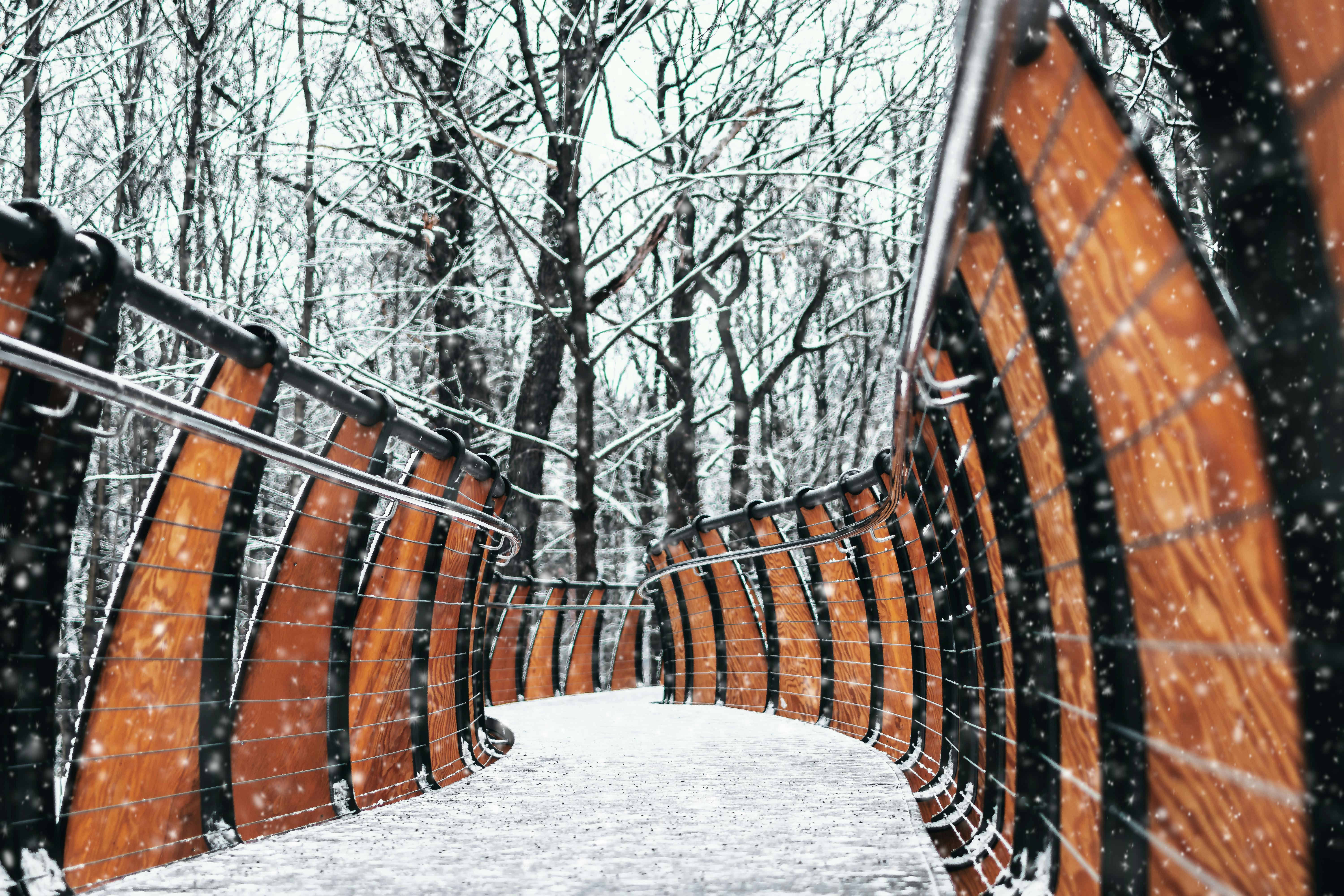 a snow covered bridge