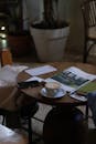 Cozy Coffee Shop Table with Latte and Magazines