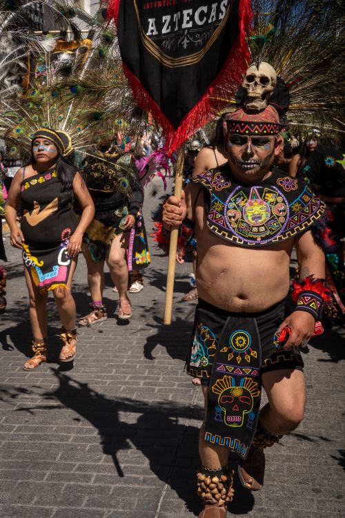 Traditional Aztec Costume Parade in Hidalgo Mexico · Free Stock Photo