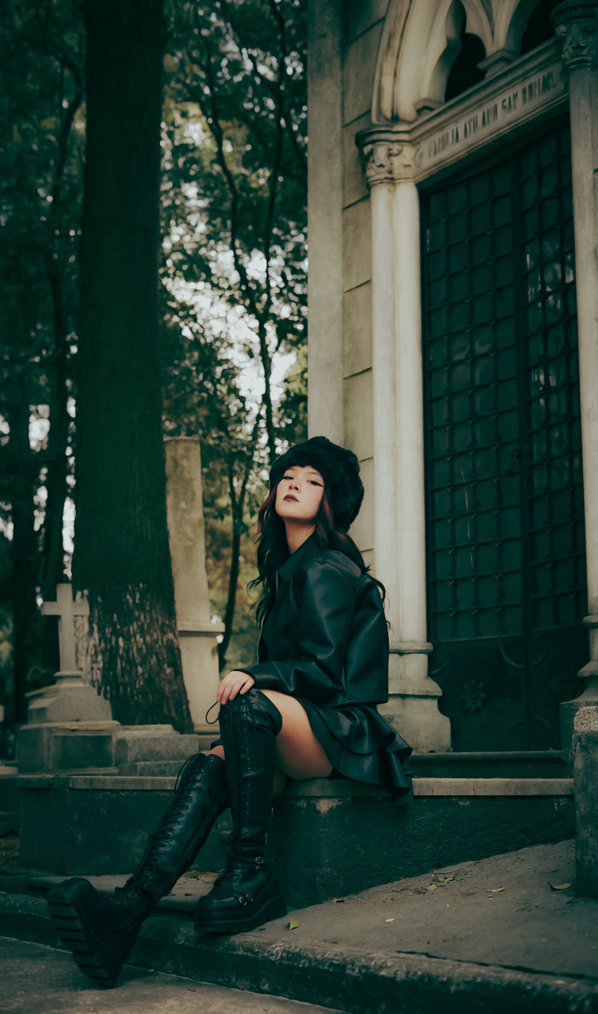 Gothic Fashion Model in Vintage Setting · Free Stock Photo