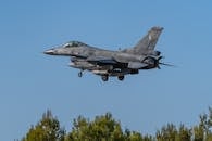 F-16 Fighter Jet in Flight Over Albacete