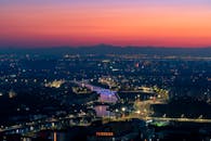 Vibrant Cityscape at Twilight with Glowing Skyline