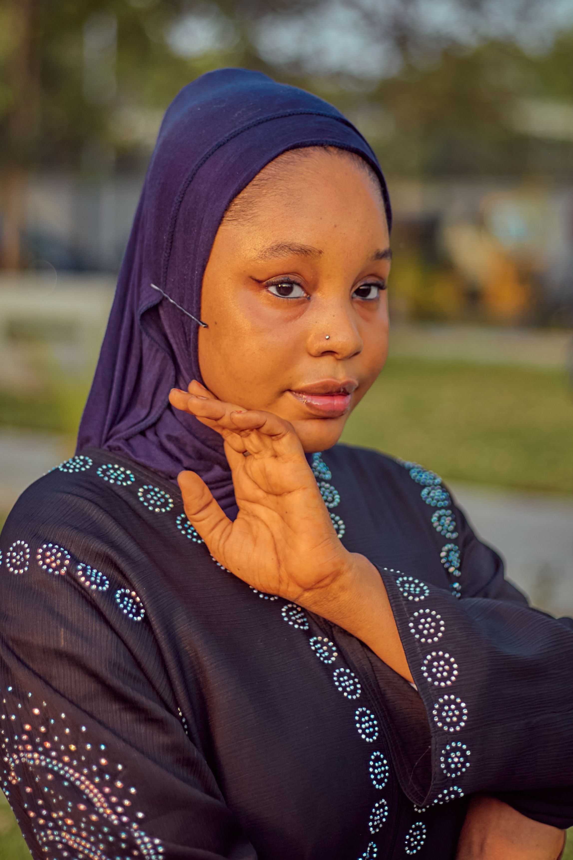 Young Woman in Hijab with Embroidered Outfit Outdoors · Free Stock Photo