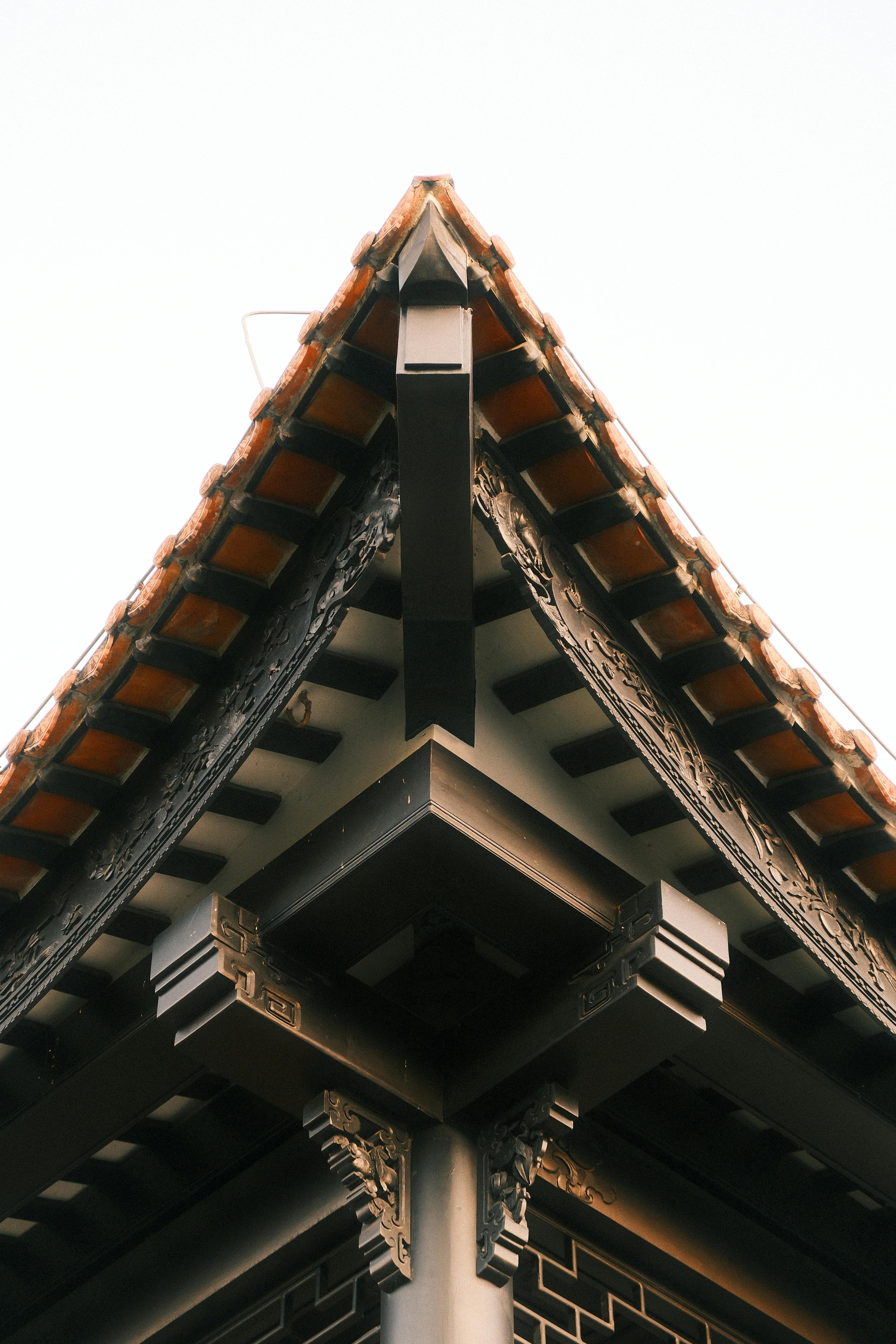 бесплатная Крупный план традиционной архитектуры крыш в Гуанчжоу, Китай. Стоковое фото