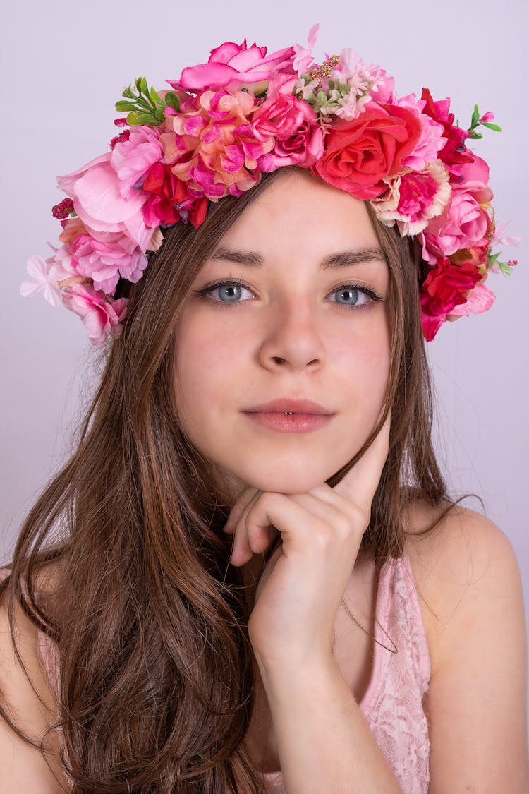 Woman Wearing A Flower Crown