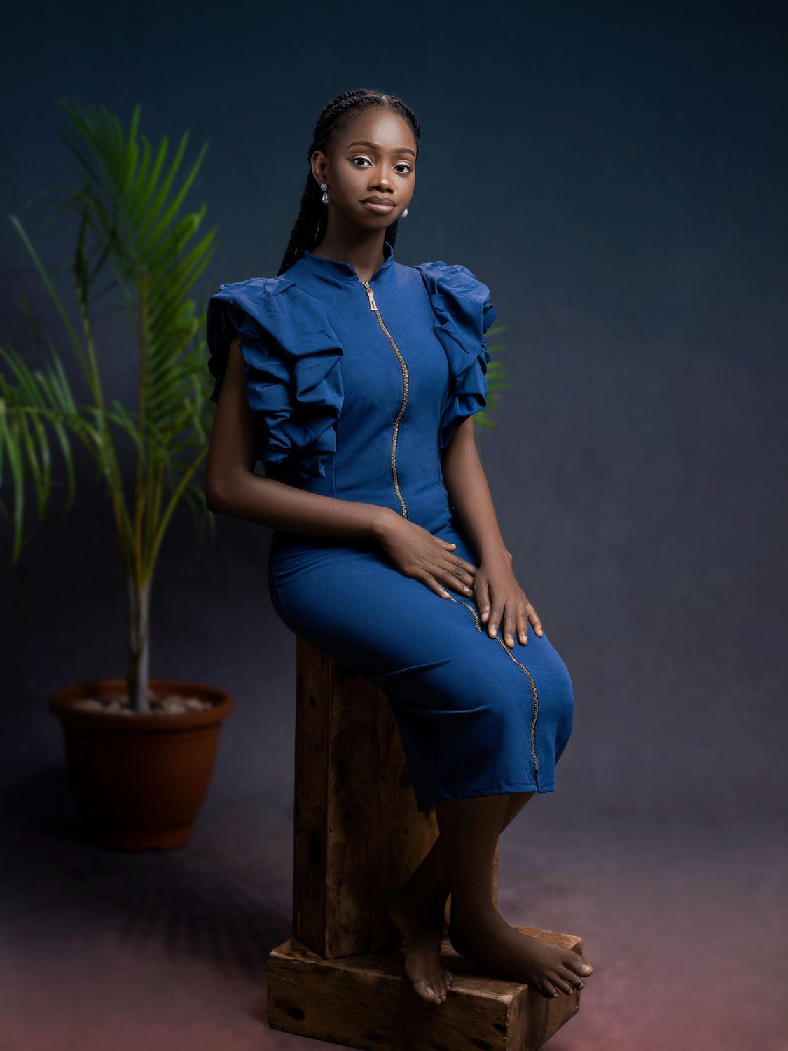 Elegant Portrait of Woman in Blue Dress · Free Stock Photo