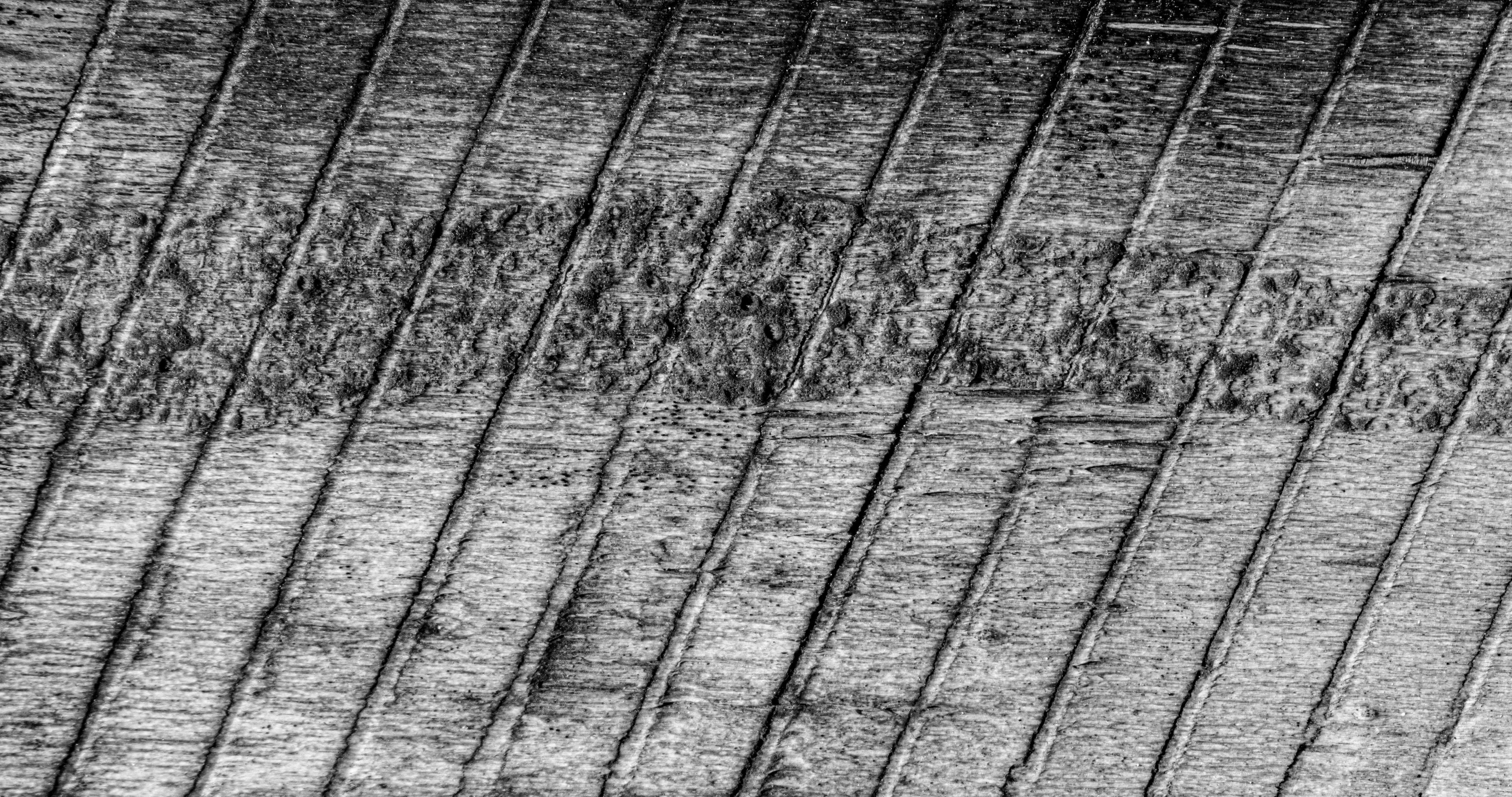Detailed macro image of textured wooden surface with diagonal lines in black and white.