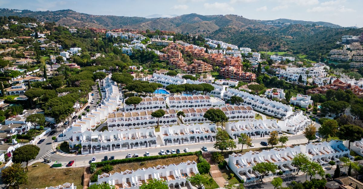 Stunning aerial view of Marbella showcasing vibrant residential areas and landscape.