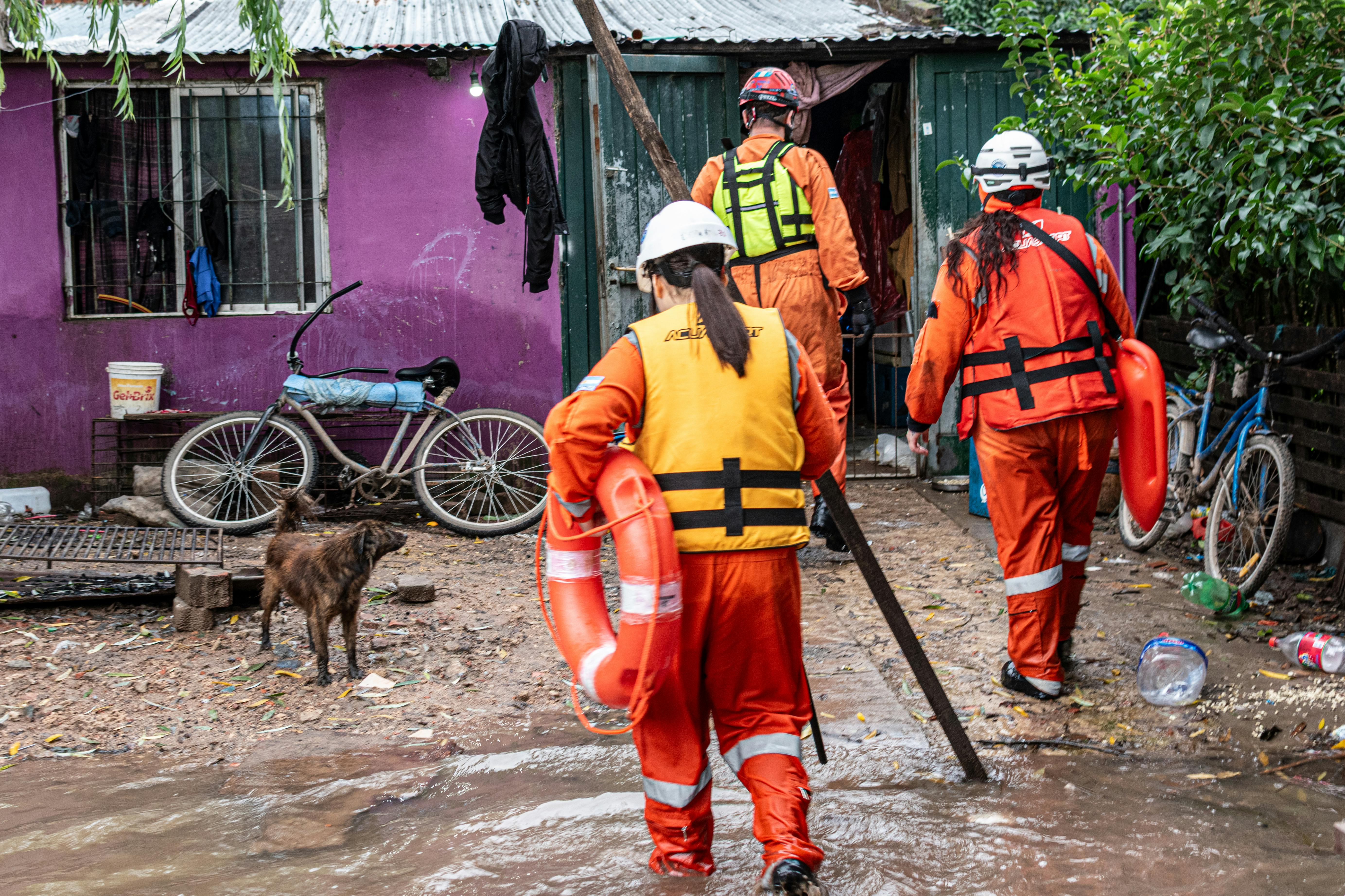 Rescue team assists during flooding in Buenos Aires, Argentina.