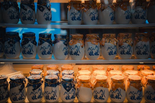 Colorful ceramic jars on display in Guilin, China, showcasing traditional art and culture.