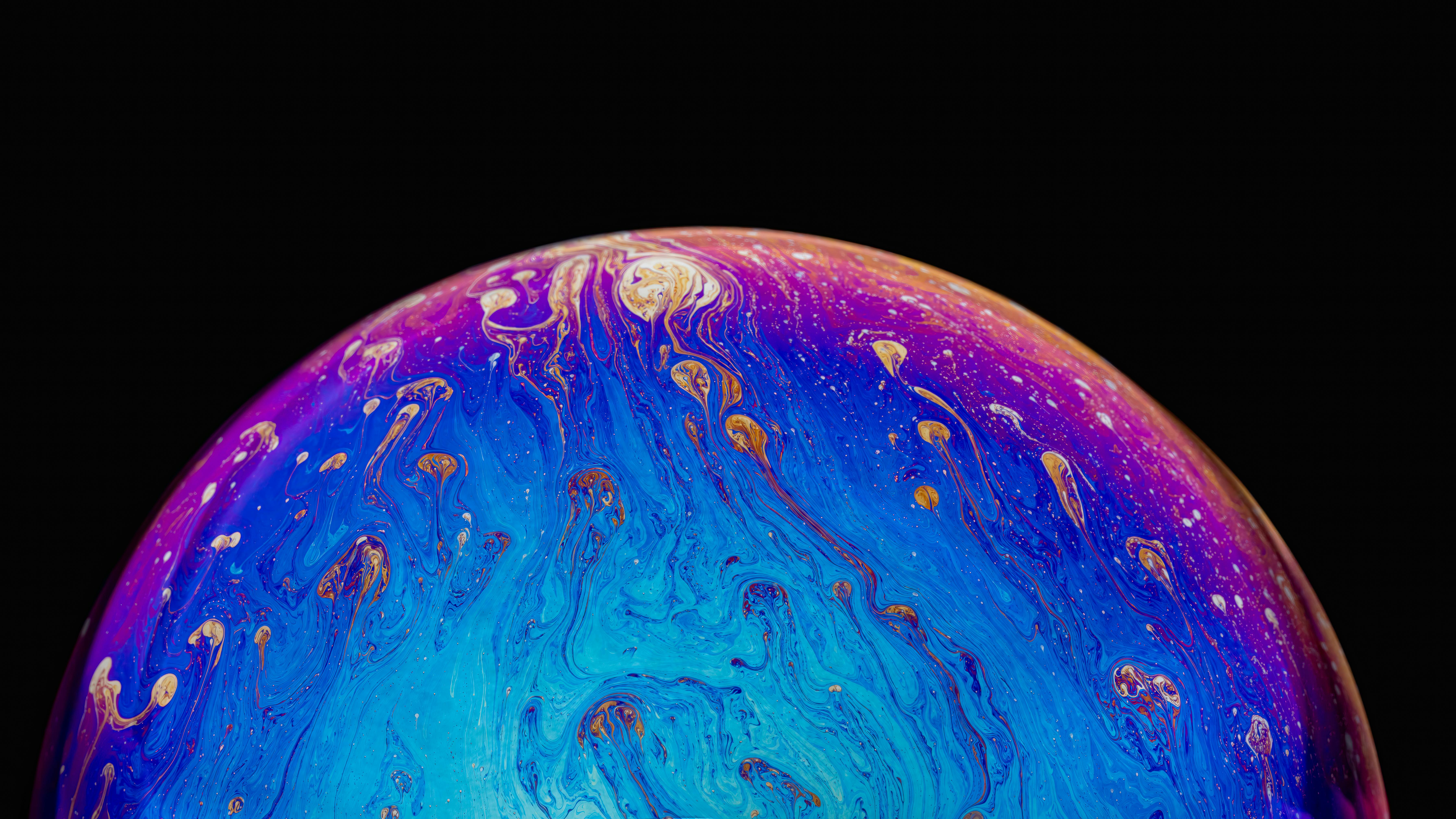 Free Colorful abstract of a soap bubble with vibrant, iridescent colors and intricate patterns. Stock Photo