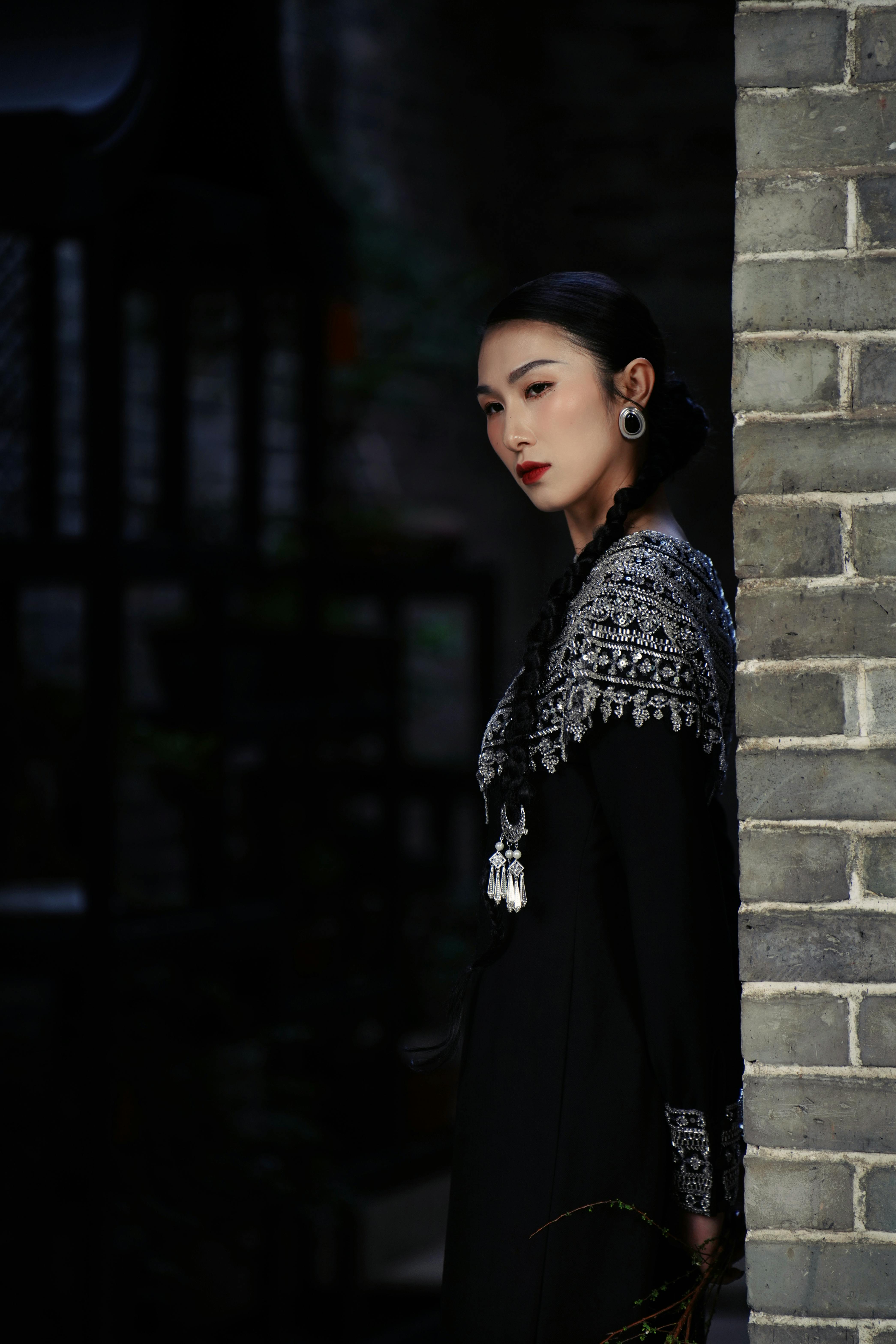 Elegant Woman in Traditional Attire Indoors