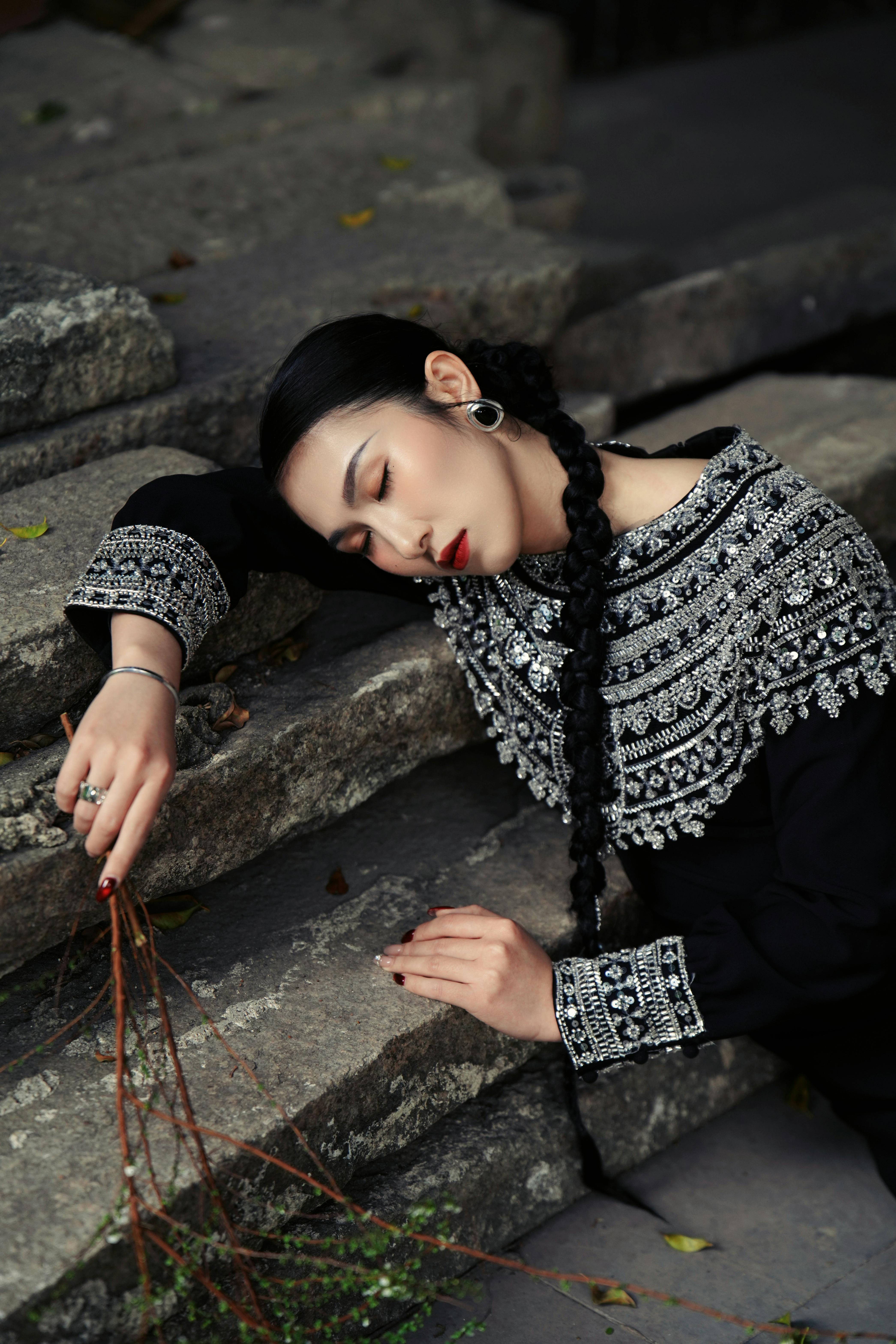 Elegant Woman in Traditional Embroidered Attire