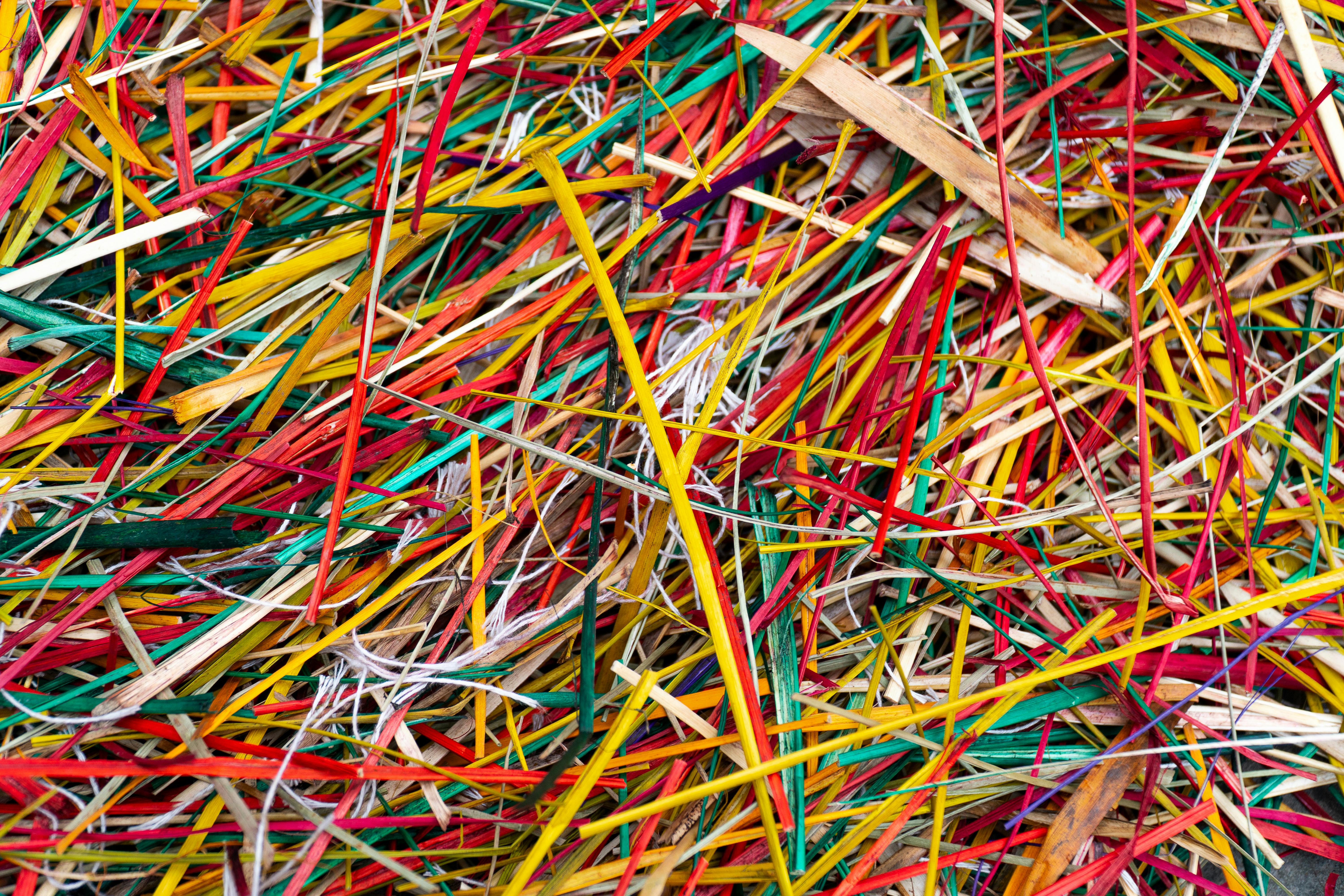 Free Vibrant multicolored straw textures showcasing Vietnamese craftsmanship. Stock Photo