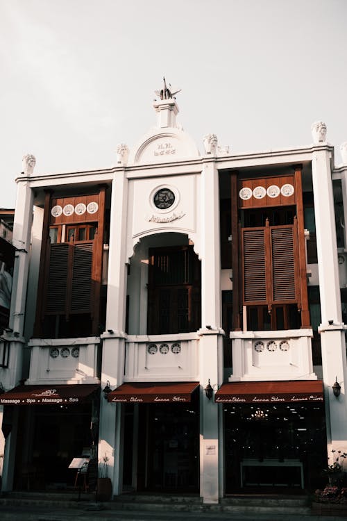 Facade of historical building in sunlight