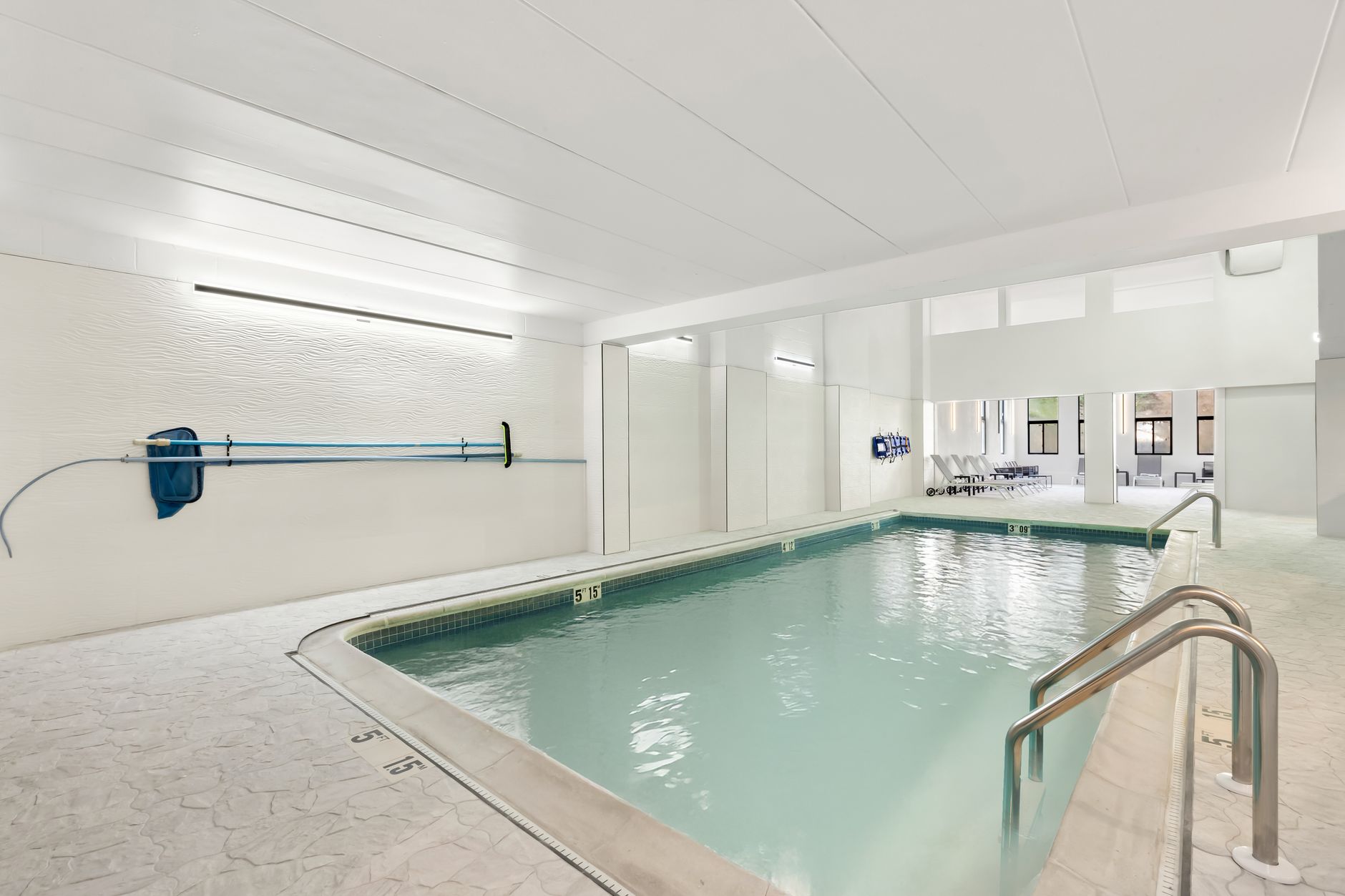 Indoor hotel pool in an Albany suburban hotel