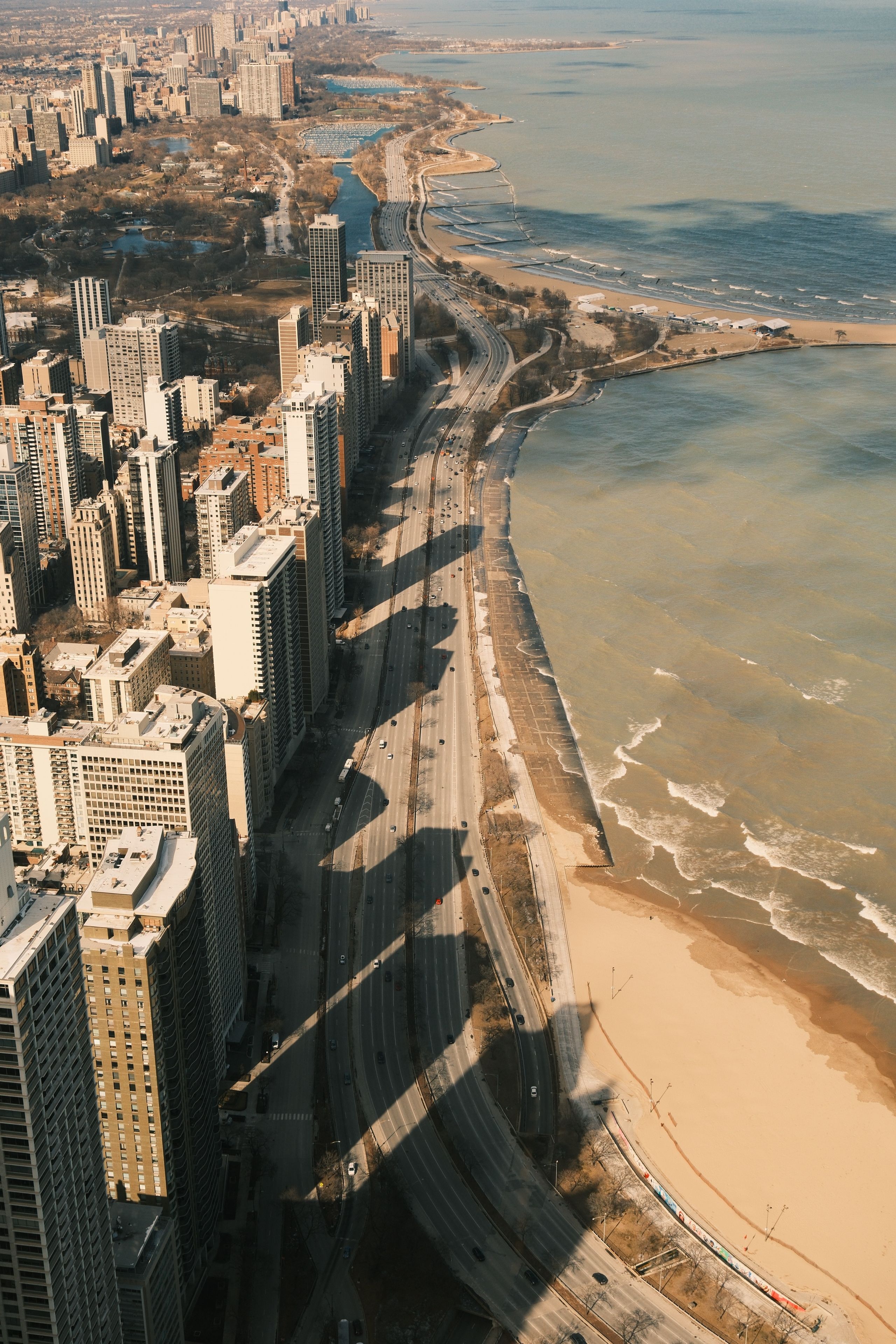 Aerial View of Chicago Skyline along Lake Michigan · Free Stock Photo