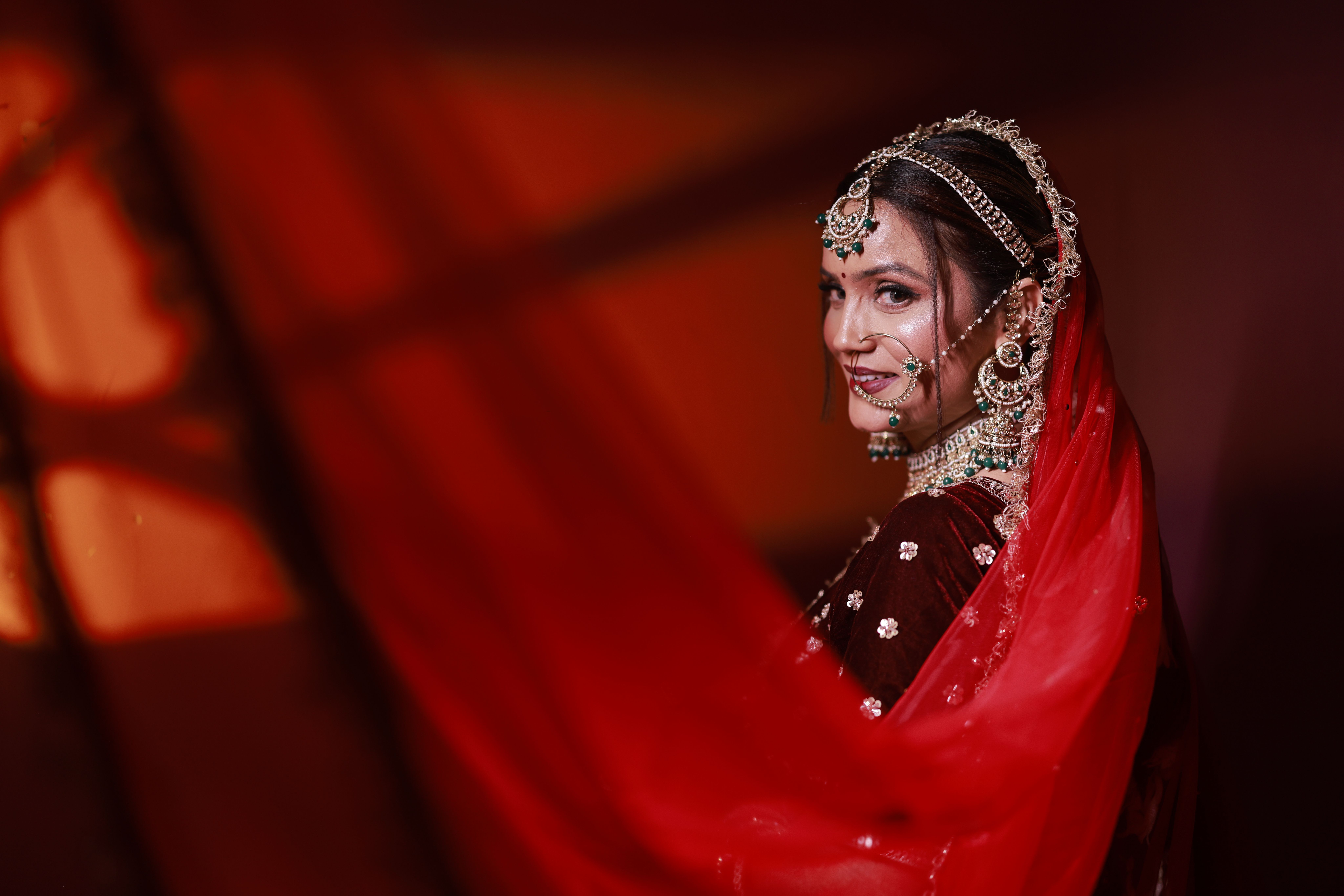 Elegant Portrait of a Smiling Bride in Traditional Attire · Free Stock ...