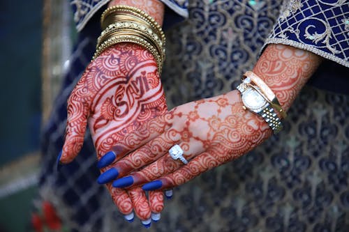 Free stock photo of engagement, hands, mehndi design