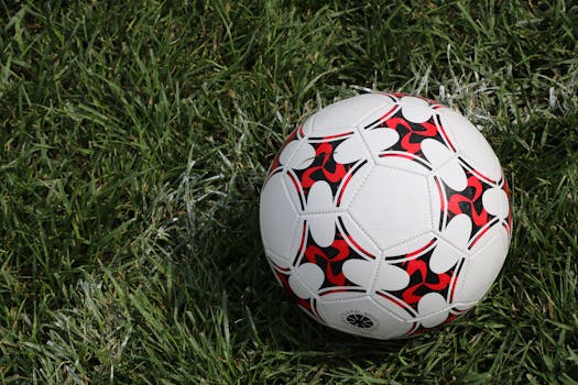 Detailed shot of a soccer ball with unique pattern on green grass. Ideal for sports themes.