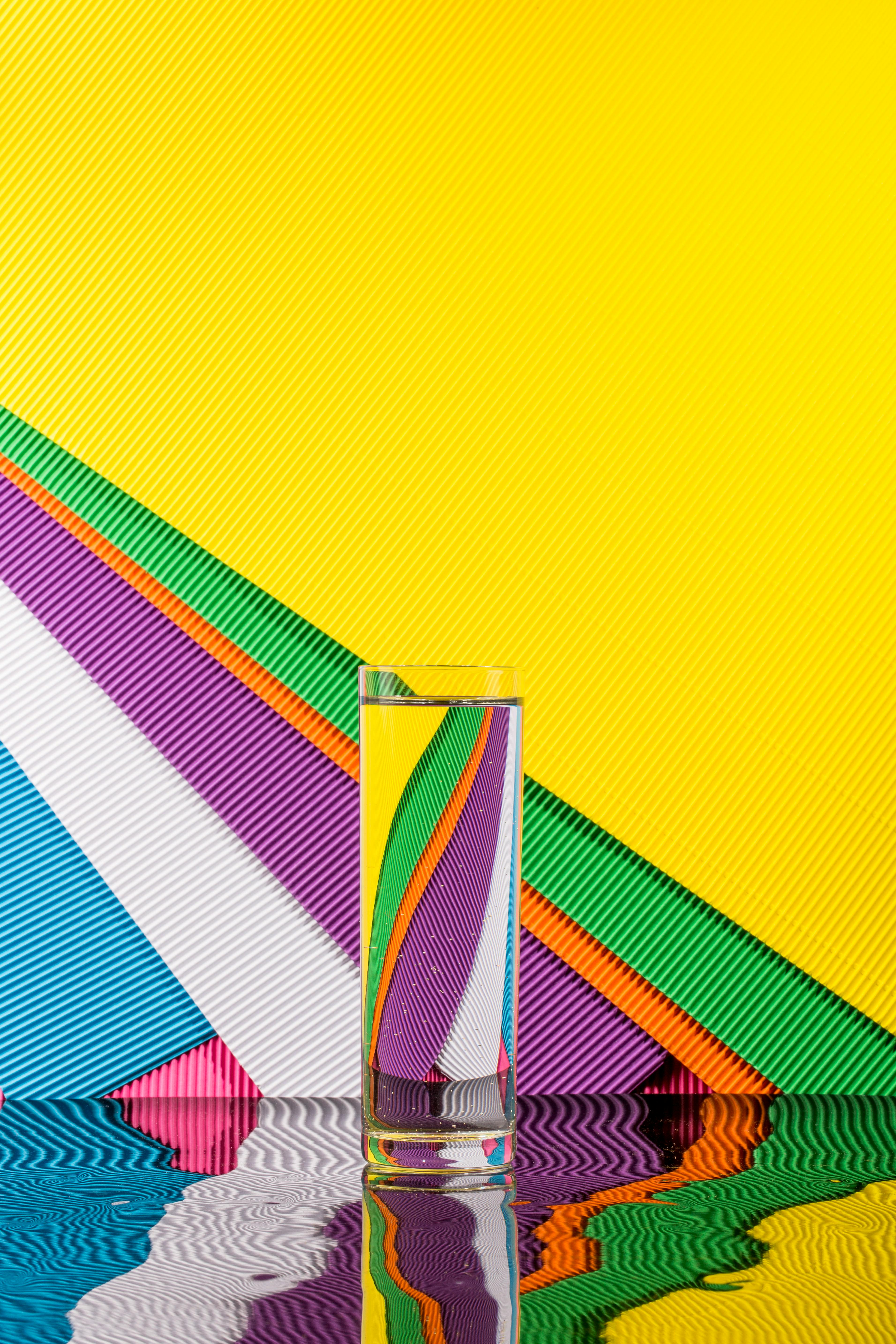 Free Colorful abstract art with water reflection and geometric patterns. Stock Photo