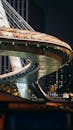 Modern Cable-Stayed Bridge at Night