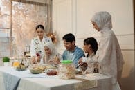 Family Enjoying Traditional Meal Indoors