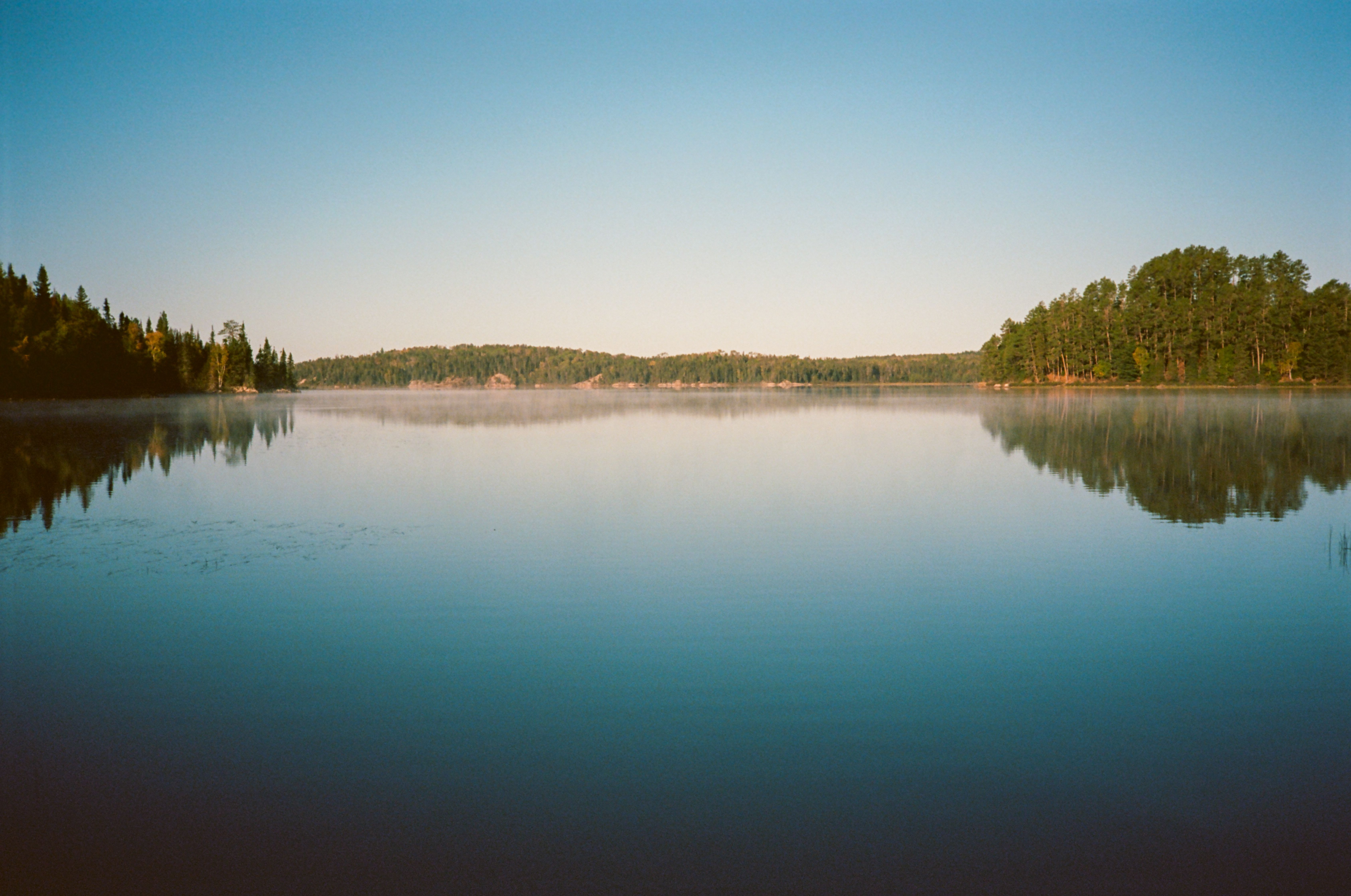Serene Lake with Forest Reflection at Sunrise · Free Stock Photo
