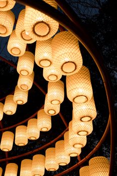 A stunning view of glowing lanterns creating an enchanting atmosphere at night.