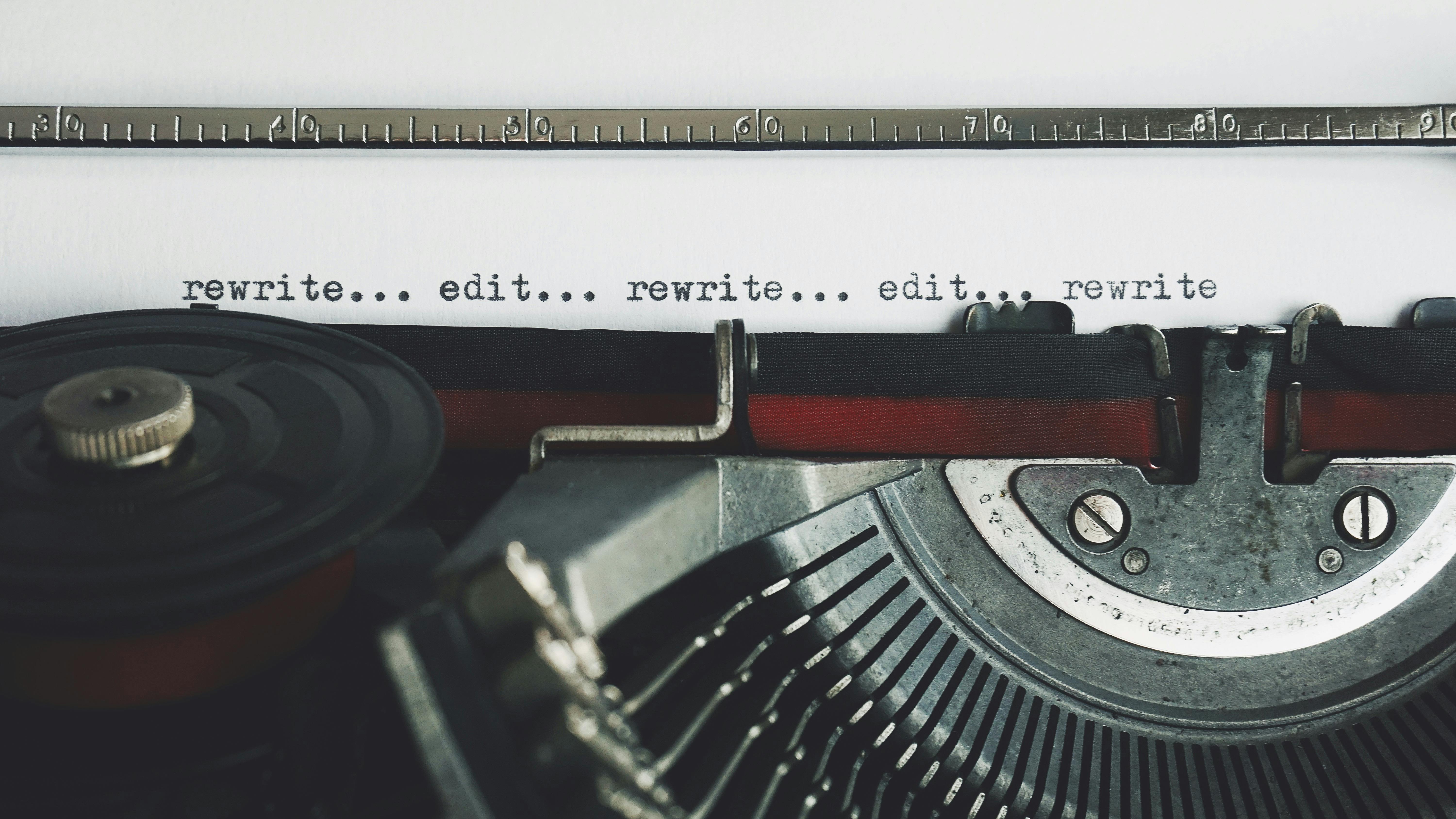 Rewrite Edit Text on a Typewriter · Free Stock Photo