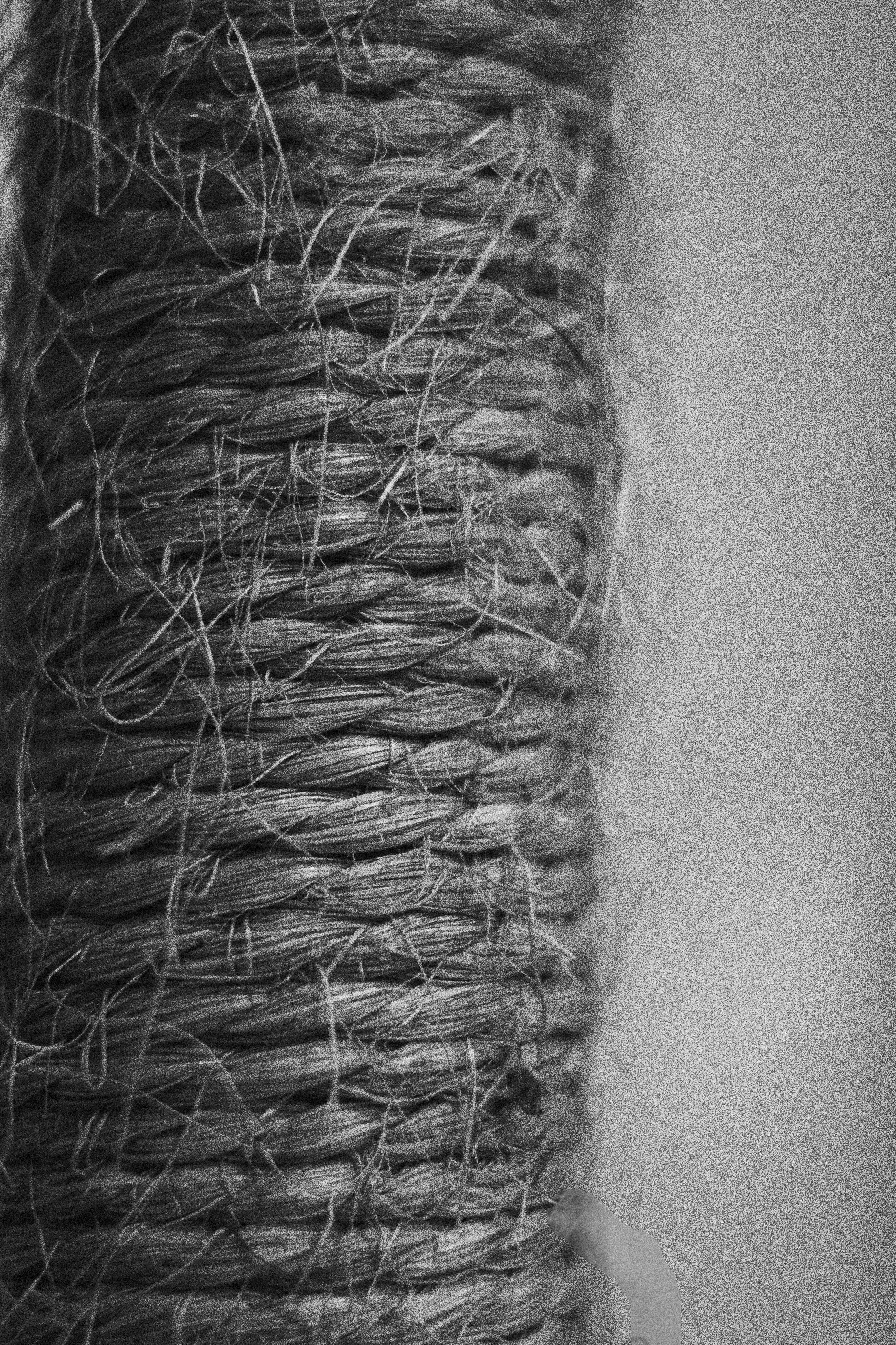 Gratis Primer plano detallado en blanco y negro de una textura de cuerda resistente, que resalta las fibras naturales. Foto de stock