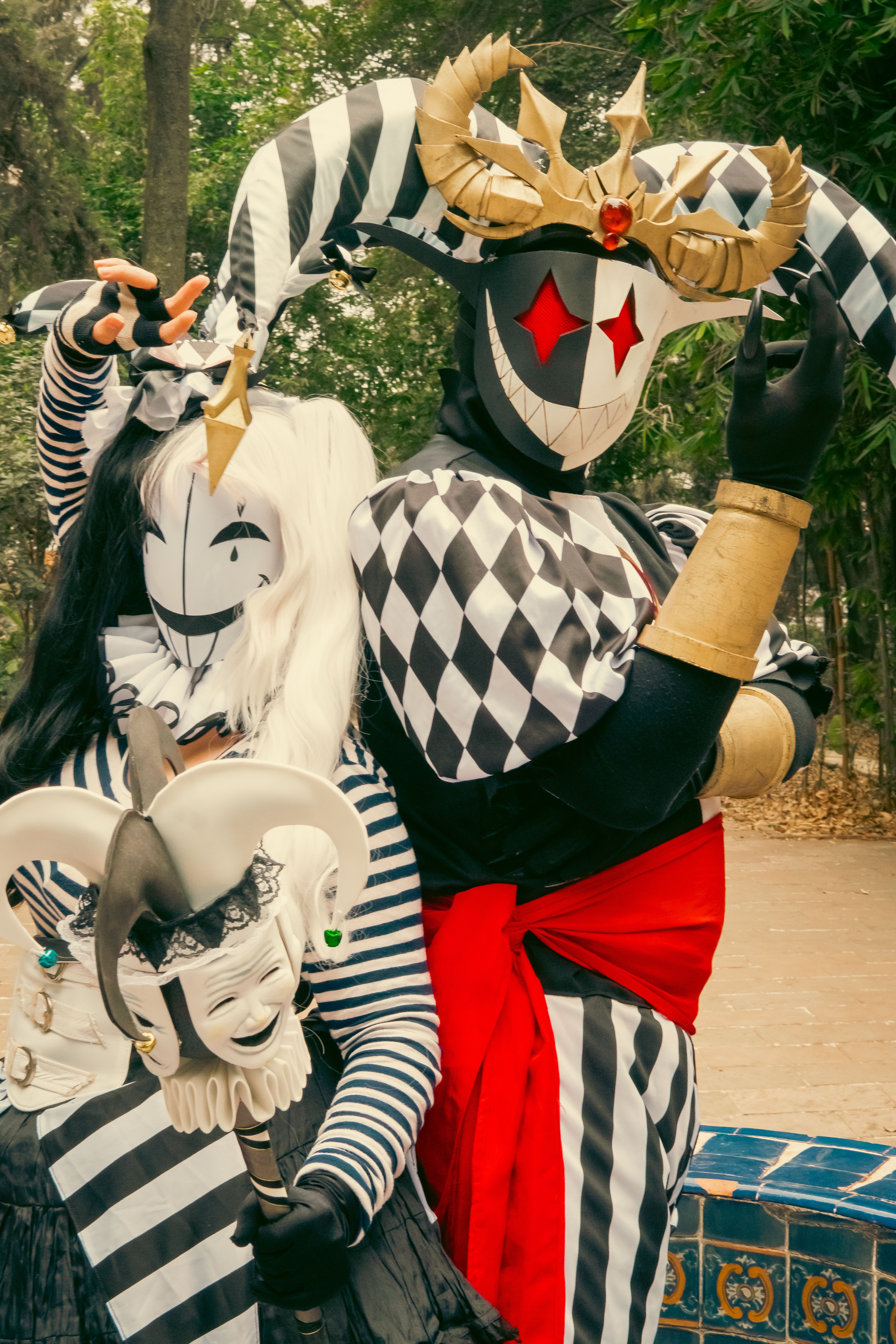 Vibrant Carnival Costume and Masked Performers