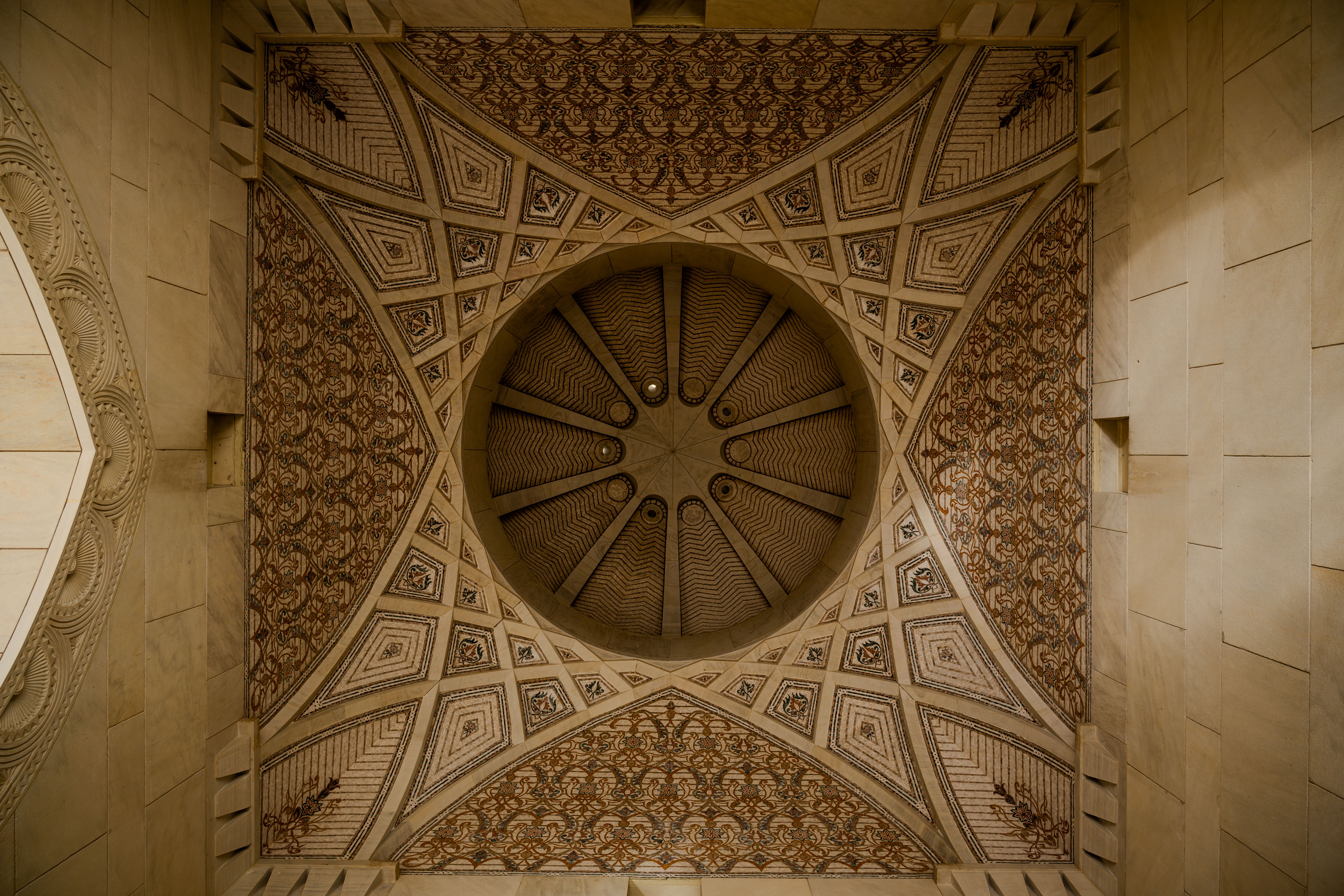 The opulent interior of the Royal Opera House Muscat in Oman during a guided tour