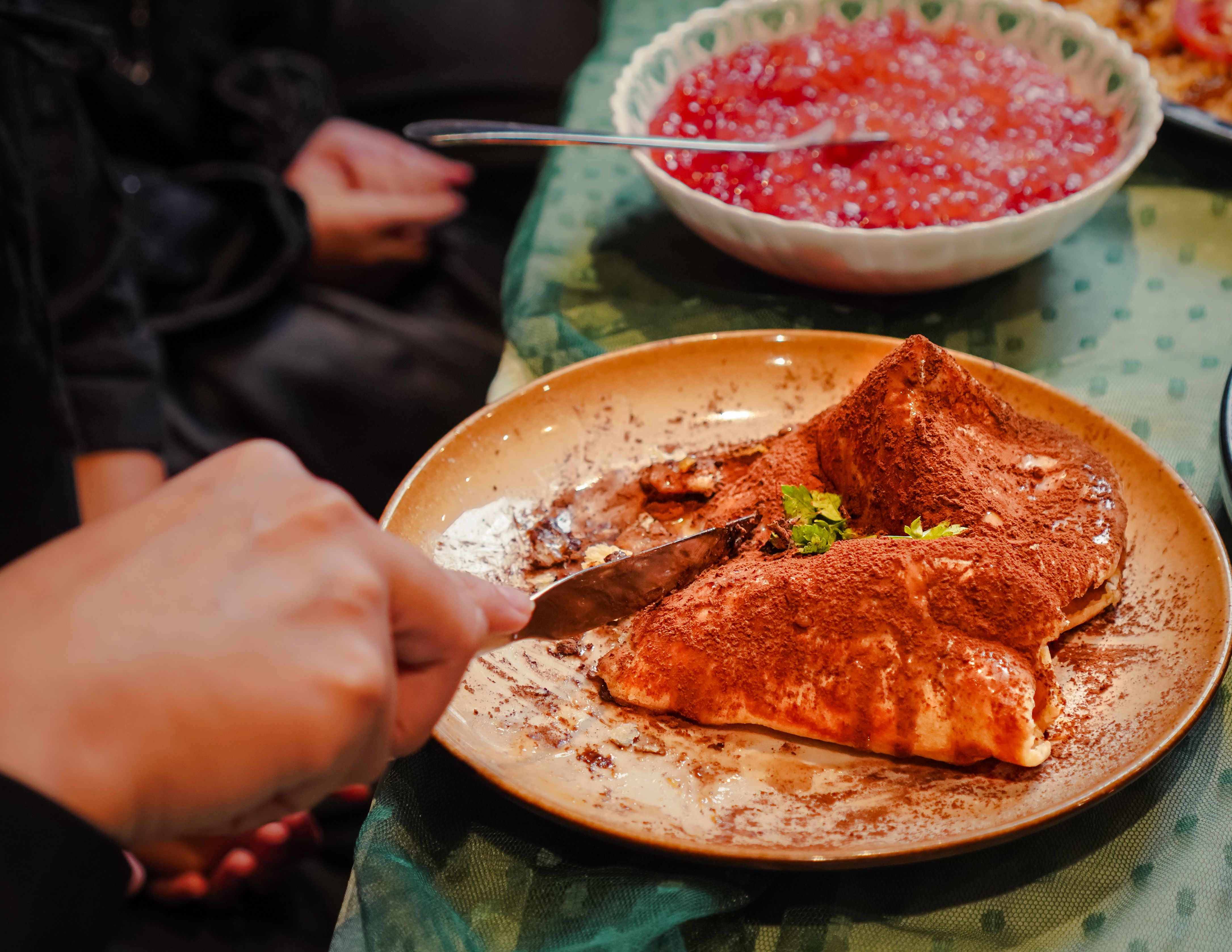 Cinnamon Crepes with a Herb Salad