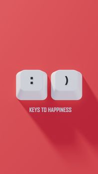 Artistic keyboard keys forming a smiley face on a vibrant background.