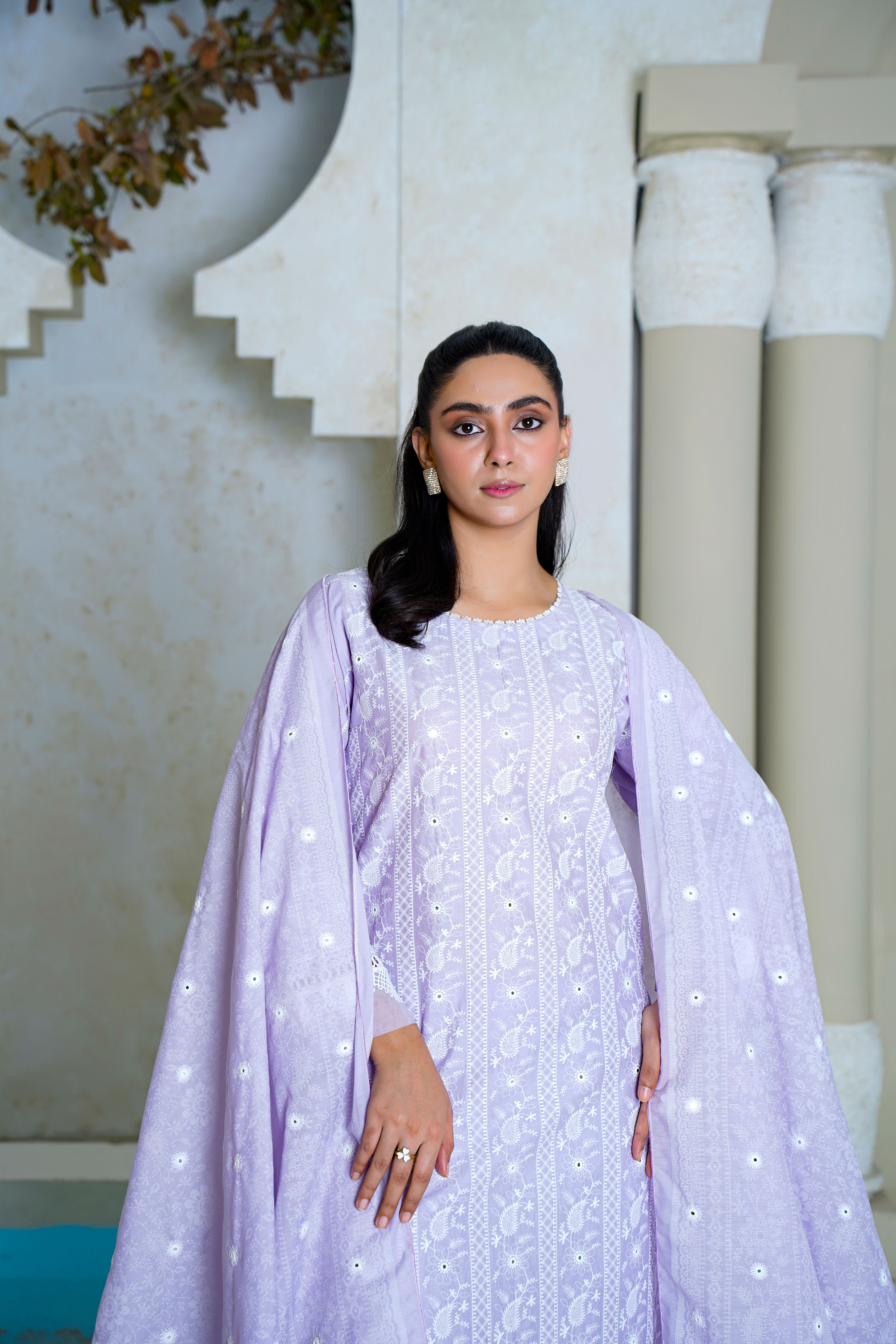 Elegant Female Model in Traditional Embroidered Dress · Free Stock Photo