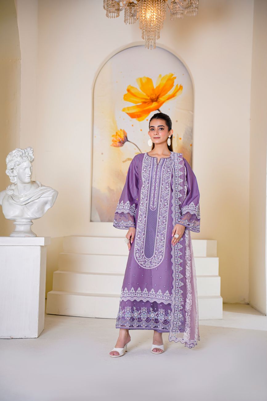 Purple Embroidered Eastern Dress