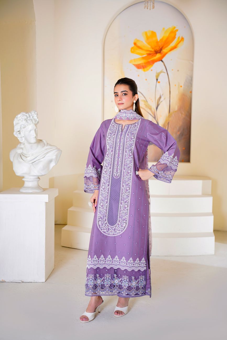 Purple Embroidered Dress Gracefully