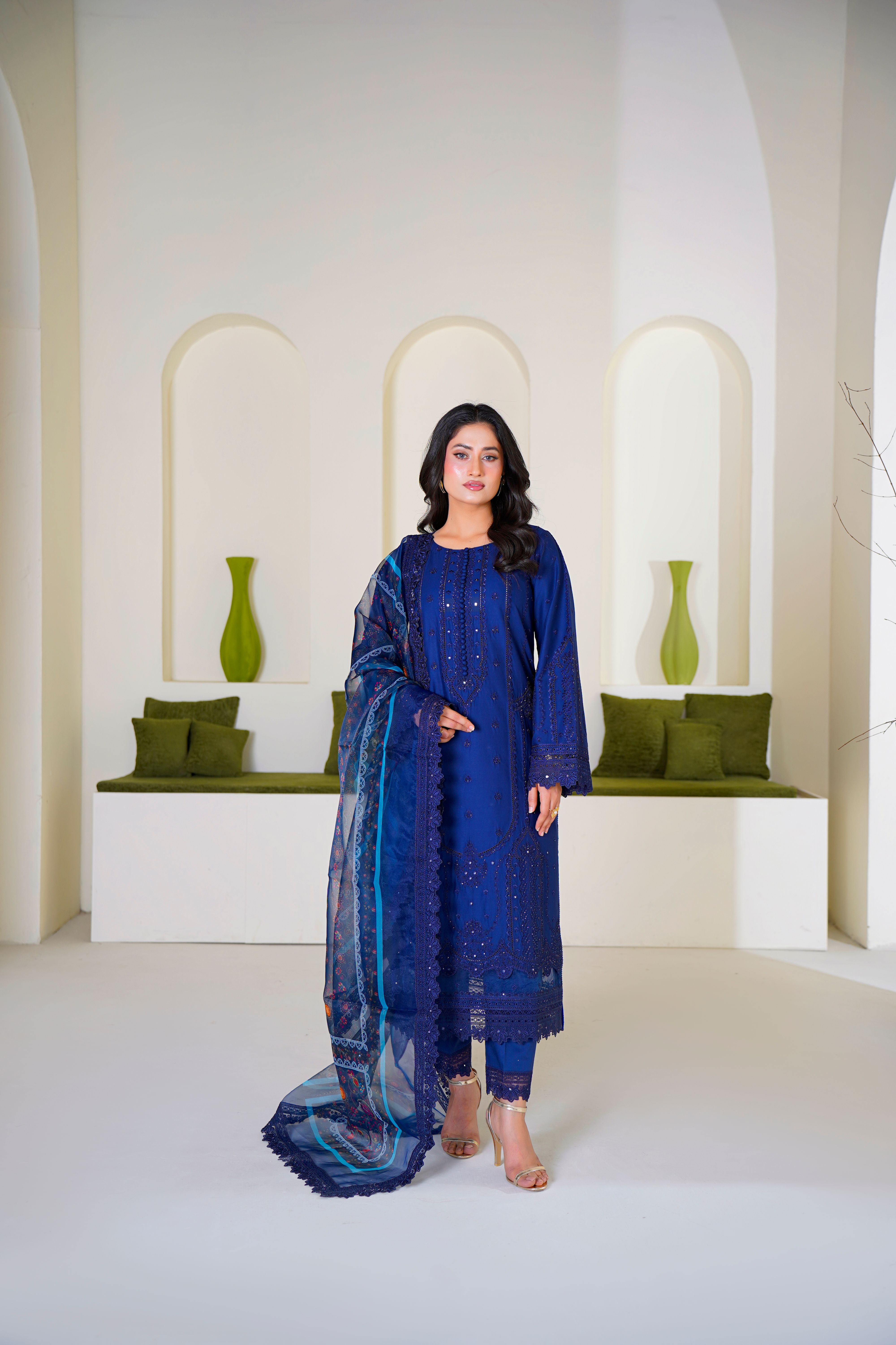 Blue Embroidered Eastern Dress