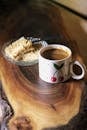 Rustic Coffee and Pastry on Wooden Table