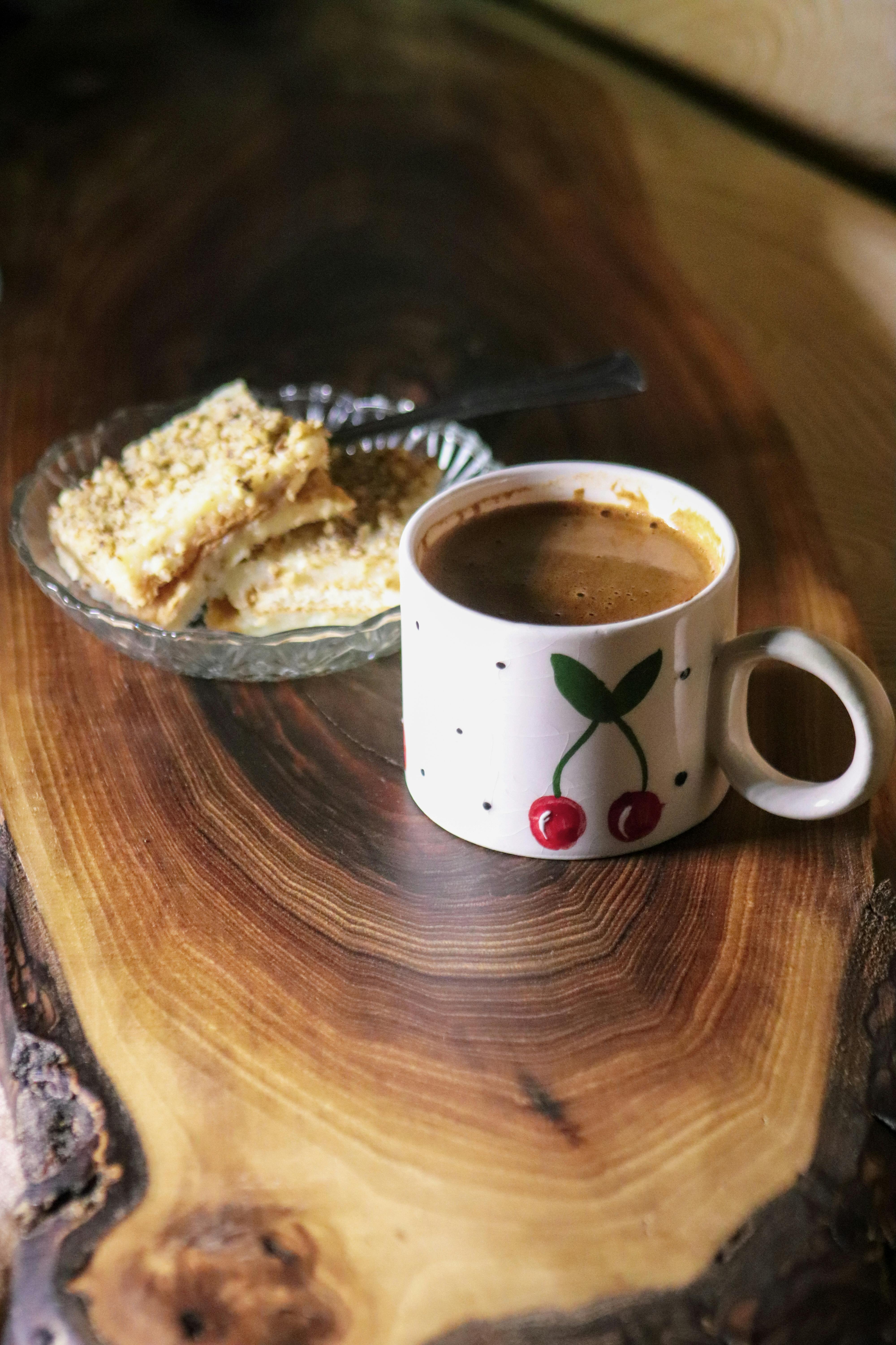 Rustic Coffee and Pastry on Wooden Table
