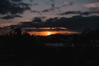 多米尼加共和国，迷人的日落映衬着戏剧性的云彩与剪影